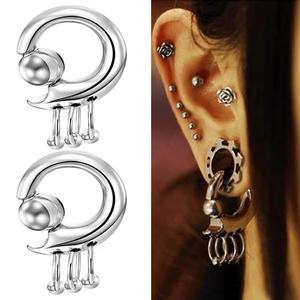 Großhandel Körper Edelstahl Magnet kreis Ohr gewichte Große Spur Skorpion Mond Piercing Ohrringe Schwere Ohr kegel Stahl - Product Image 3
