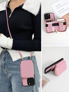 RFID blocco cerniera custodia a portafoglio per <span class=keywords><strong>iPhone</strong></span> Flip Pu in <span class=keywords><strong>pelle</strong></span> borsetta <span class=keywords><strong>Cover</strong></span> del telefono con titolare della carta e tracolla cordino - Product Image 6