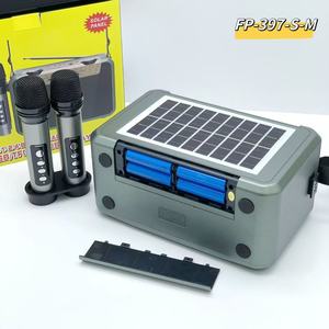 Radio portable solaire FP-397-S-<span class=keywords><strong>M</strong></span> avec double microphone karaoké, haut-parleur Bluetooth, radio 4 bandes AM/FM/SW1-2 et double éclairage LED rechargeable - Product Image 6