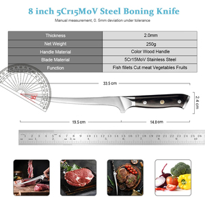 Couteau à pain de 8 pouces en acier inoxydable 5Cr15Mov, couteau de cuisine dentelé tranchant avec manche en bois coloré, couteau à trancher <span class=keywords><strong>pour</strong></span> gâteau, toast, pain - Product Image 2