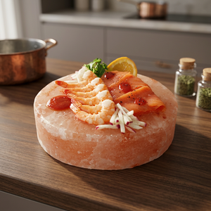Plato Ecológico de Sal Rosa del Himalaya Orgánica y Natural en Forma de Ladrillo para Cocinar a la Parrilla, Decoración del Hogar, Loseta Tallada - Product Image 1