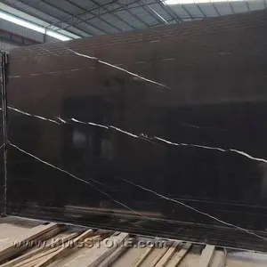 Marmo nero della fabbrica cinese ha lucidato il marmo naturale della grande lastra per la parete della pavimentazione