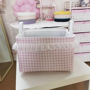 Boîte de rangement pour vêtements en tissu épais de style coréen à motifs en dentelle pour la maison, panier de rangement pour jouets pour filles - Product Image 6