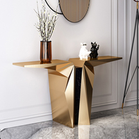 Table d'entrée d'entrée de luxe 3D Italie design haute qualité table console en acier inoxydable brossé or rose