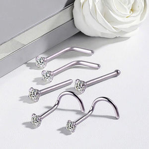 Meilleures Ventes en Gros Piercings de <span class=keywords><strong>Nez</strong></span> en Acier Chirurgical en Forme de L et Droits Bijoux Corporels Bon Marché Mode et Sexy - Product Image 2
