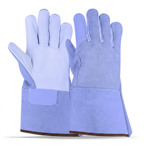 Gants de travail en cuir robustes, unisexes, résistants à la chaleur, toutes saisons, avec pouce renforcé pour la soudure - Product Image 4