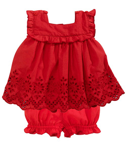 Modisches Mädchen-Set: Weiches Rotes Tutu-Kleid und Shorts, Baby-Strampler 2-teilig - Product Image 1