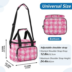 New Arrival Custom Pink Bows Print Large Capacity Waterproof Insulated <b>Cooler</b> Bags Thermal Lunch Bag for Women Men - Product Image 3