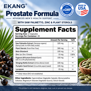 Suplemento Herbal de Saw Palmetto, Zinc y Plant Sterols para la Salud Prostática Masculina, Hecho en EE. UU., 60 Cápsulas - Product Image 2