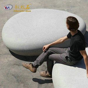 New Stone Building Materials Artificial Stone <b>Bench</b> XMS006 Outdoor Park Square GRC Concrete Pebble Chair - Product Image 4