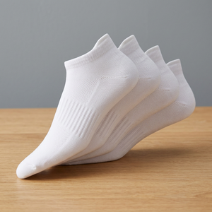 Calcetines tobilleros blancos premium de algodón acanalado, transpirables, informales, de otoño, de 5 dedos, de secado rápido, para deportes, correr, gimnasio y uso diario. - Product Image 3