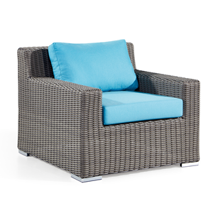 Conjunto de Sofás de <span class=keywords><strong>Jardín</strong></span> de <span class=keywords><strong>Ratán</strong></span> <span class=keywords><strong>Sintético</strong></span> para Exteriores, Resistente a la Intemperie, con Cojín Azul - Product Image 4