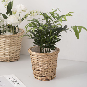 Handmade Willow Woven Flower <b>Basket</b> Round Shape <b>For</b> Indoor Outdoor Decorative <b>Plant</b> Pot - Product Image 2