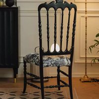 Chaise de salle à manger Napoléon vintage française en bois massif, chaise rembourrée rétro, meubles anciens de luxe pour la maison et les restaurants