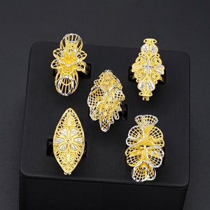 JXX Hot Sale Dubai Gold-Plated Brass <b>Rings</b> Nigerian Big Flower Design Trendy Gold <b>Finger</b> <b>Ring</b> for Men and Women's Jewelry - Product Image 1