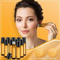 Flacon roll-on en verre ambré pour huiles essentielles, rechargeable, anti-fuite, résistant aux UV, pour parfum, brillant à lèvres, voyage