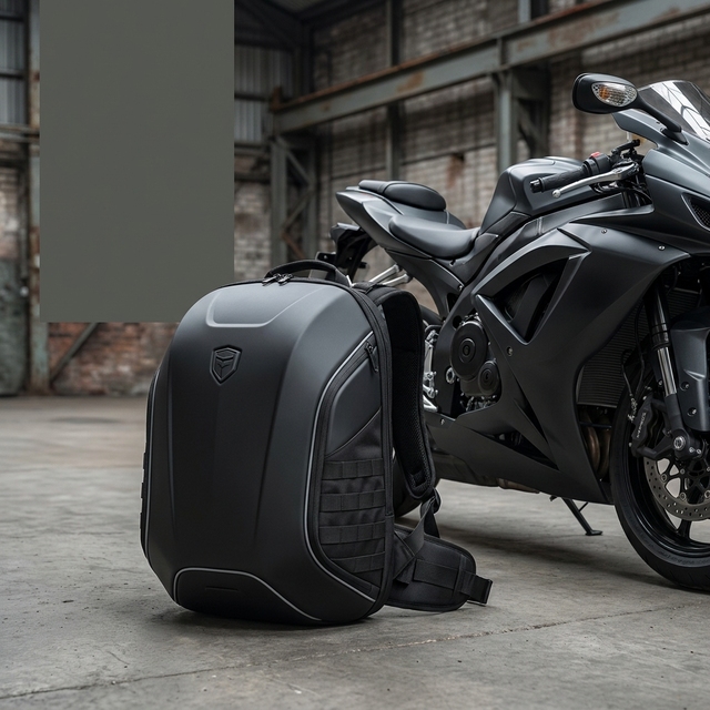 Custom Logo Geometric Foldable Hard Shell Anti-theft Motorcycle Backpack Zipper Waterproof Polyester 20-35L Riding Travel Bag