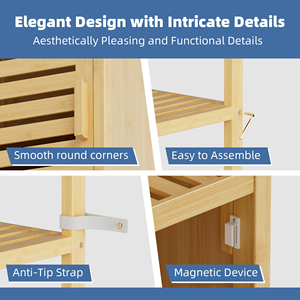 ชั้นวางของในห้องน้ำไม้ไผ่แบบทันสมัย 5 ชั้น แบบตั้งพื้น - Product Image 2