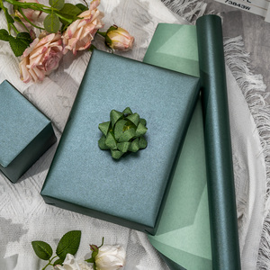 Teal Metallized Gift <b>Wrapping</b> <b>Paper</b> Roll Double Sided Coated for Craft and Gift Use Eco-Friendly Offset Printing Compatible - Product Image 2