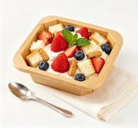 Boîte à lunch jetable en papier kraft carré imperméable avec impression personnalisée pour la restauration de sushis, les collations et l'emballage alimentaire