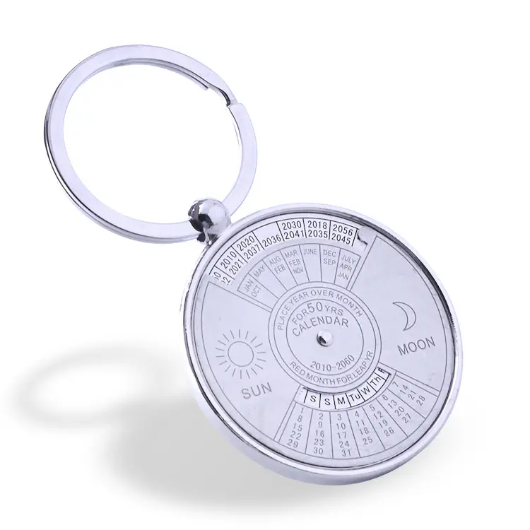 Цепочка для ключей с подвеской в виде вечного календаря, креативный металлический подарок, практичный мужской брелок с выгравированным логотипом