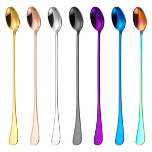 ช้อนน้ำแข็งด้ามยาวสแตนเลส 24 ซม. ช้อนคนค็อกเทลแบบใช้ซ้ำได้ ช้อนผสมบาร์ สีทึบ - Product Image 5