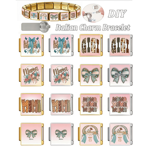 Venta al por Mayor de los Últimos Eslabones de Pulsera de Acero Inoxidable con Dijes Italianos Personalizados MAMA&MIMI para el Día de la Madre, Regalo de Joyería DIY - Product Image 1