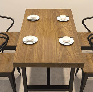 Tables et chaises design en bois massif Style industriel Bistrot <span class=keywords><strong>Restaurant</strong></span> <span class=keywords><strong>Barbecue</strong></span> Snacks Restauration Salle à manger commerciale - Product Image 4