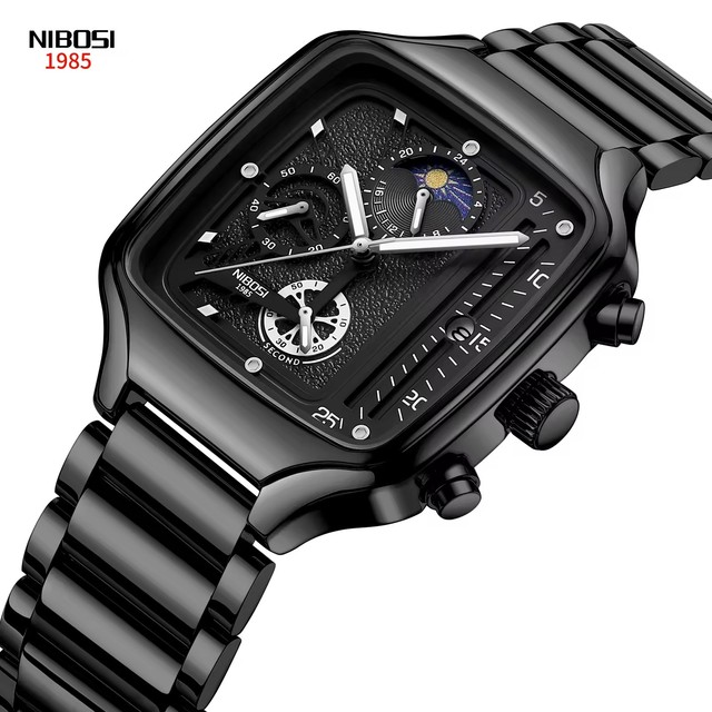 Nibosi 2573 Fashion Casual Stainless Steel Band Top Quality New Square Design Factory Wholesale Waterproof Men Quartz Watches