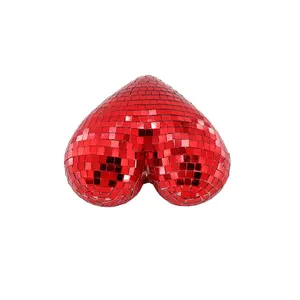 Venda quente nova grande festa evento casamento decorações do quarto pendurado peça central em forma de coração vermelho discoteca espelho bola