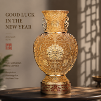 Vase en cuivre chinois de luxe, ornement en filigrane doré, sculpture décorative, décoration pour la maison et le bureau, cadeau d'entreprise haut de gamme