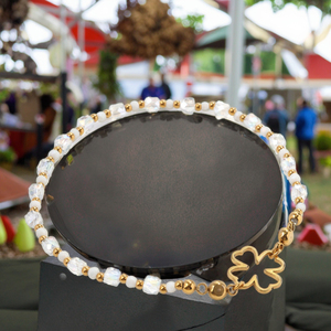 Braccialetto con Charm a Quadrifoglio in <span class=keywords><strong>Perline</strong></span> Pastello, Set di Bracciali con Cornice a Quadrifoglio in Metallo Dorato e <span class=keywords><strong>Perline</strong></span> Acriliche, Prezzo di Fabbrica, Vendita Calda - Product Image 3