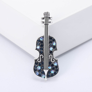 Broches Violon en Émail et Strass de Luxe pour Femme, Bijoux Fantaisie Élégants, Épingles de Vêtement, Badges d'Équipement Musical, Cadeaux pour Amies - Product Image 4