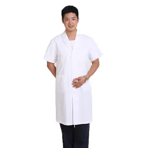 2022 High quality unisex white gown doctors working clothes long sleeve white lab coat food doctor nurse uniform