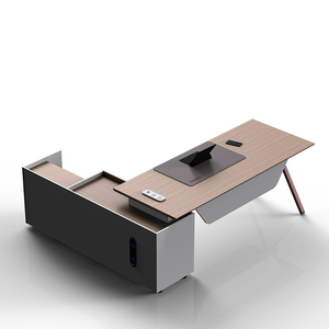 Bureau de direction commercial en forme de L, mobilier de bureau minimaliste avec tiroir - Product Image 6