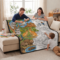 Couverture à colorier DIY pour la faune australienne, motif koala et kangourou, avec feutres, pour artisanat à domicile et cadeau