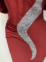 Damen Schulterfreies Rückenfreies Glänzendes Strass-Bandage-Bodycon-Kleid Sexy Geburtstags-Abendparty-Ballkleid