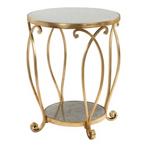 Contemporary Double Marble Coffee <b>Table</b> Metal and Wood Material for <b>Kitchen</b> Home Office Living Room Bedroom Dining - Product Image 2