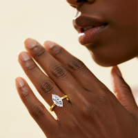 Bague Marquise en Moissanite pour Femme, Bijoux de Fiançailles et de Mariage en Argent Sterling 925 avec Diamant, Gemme Fine