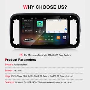 Autoradio Navihua 13,1 pouces, stéréo GPS, navigation, Carplay, lecteur DVD pour Mercedes Benz Vito 2024-2025, unité principale audio Carplay - Product Image 3