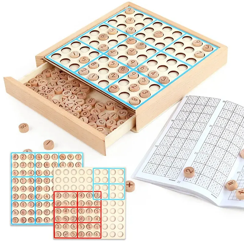 Hot Sale Children Wooden Logic Sudoku Play Chess Game Montessori Educational Math Learning Toys For Kids