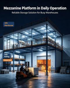 Blue Steel Mezzanine Rack 5 Layer <b>Adjustable</b> Main Sub Structure Painted Surface Warehouse Storage <b>Shelf</b> with Pallet Support Bar - Product Image 5
