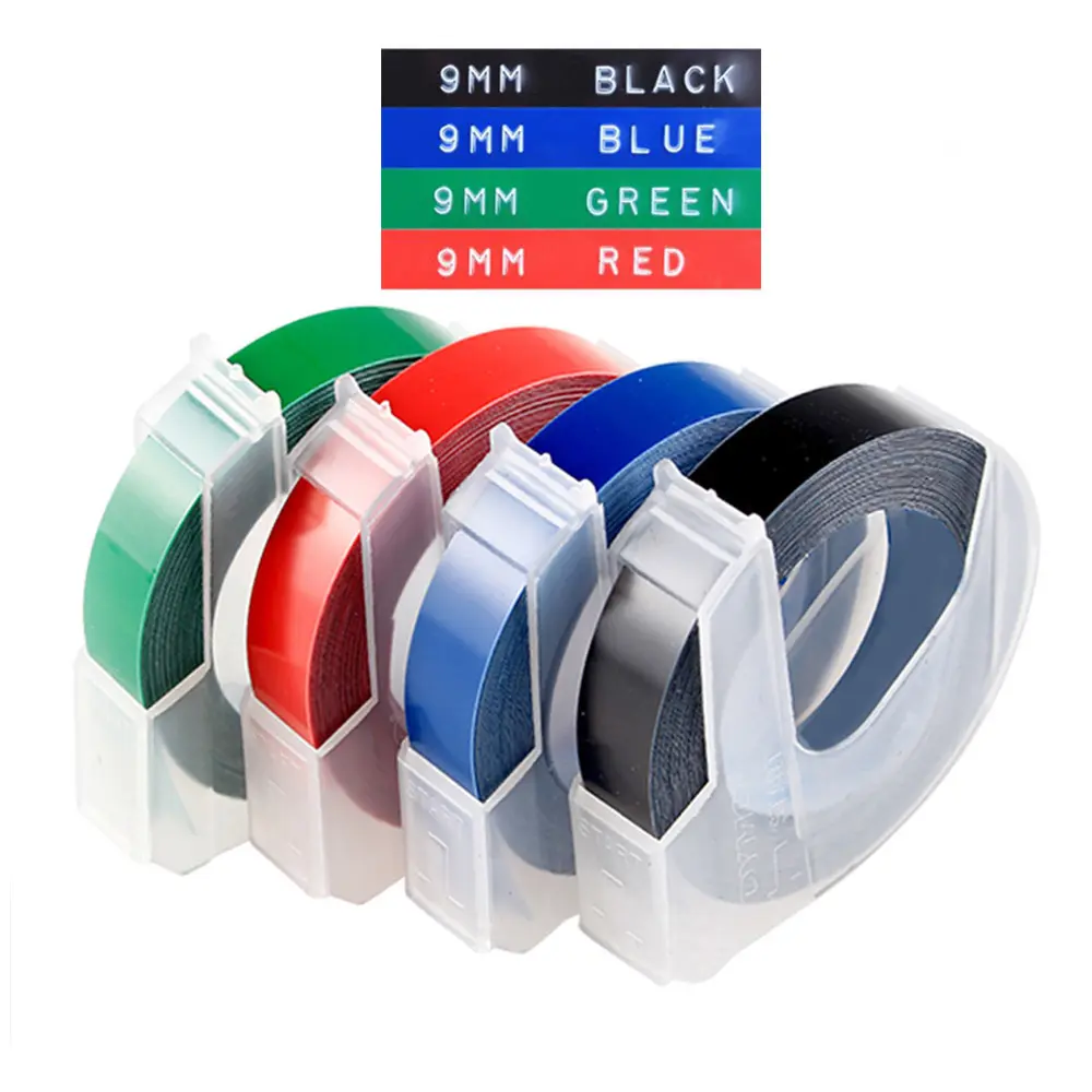 9mm*3M Ribbon Compatible DYMO impresora 3D Embossing Tape Stereo Labels for dymo 1610/1880/1540 Motex e101 label maker printer