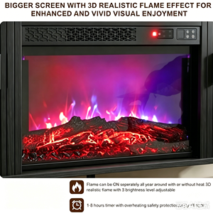 Soporte para TV <span class=keywords><strong>de</strong></span> 58 Pulgadas con Chimenea Eléctrica <span class=keywords><strong>de</strong></span> 18 Pulgadas, Gabinetes Laterales LED, Soporte <span class=keywords><strong>de</strong></span> TV Moderno <span class=keywords><strong>de</strong></span> Madera con Chimenea para Televisores <span class=keywords><strong>de</strong></span> hasta 75 Pulgadas - Product Image 4