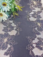 Fashion renda hitam poliester lebar lubang Laser katun bordir renda untuk pakaian renang