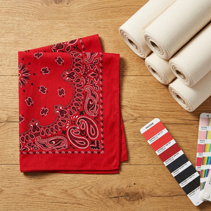 Bandana en coton motif cachemire vintage, impression par transfert thermique, sans bords effilochés, foulard carré, sur mesure, vente en gros - Product Image 1
