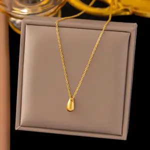 Colar de gota de água 18k banhado a ouro pingente de aço inoxidável colar joia minimalista