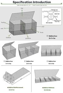 Gaviones de Malla Metálica Galvanizada por Inmersión en Caliente KN Galfan, Muros de Contención de 2x1x1m, Hexagonales, de Doble Torsión, Jaula de Piedra - Product Image 3