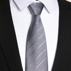 <span class=keywords><strong>Corbata</strong></span> Estrecha a Rayas Grises para Hombre y <span class=keywords><strong>Camisa</strong></span> de <span class=keywords><strong>Traje</strong></span> de Poliéster Estilo Japonés Sin Nudos; Opción Casual Negra con Cierre de Cremallera para Mujer Sin Necesidad de Atar - Product Image 4