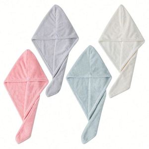Wholesale Super Absorbent Microfiber Bath Dry Hat Cap Head <b>Wrap</b> Turban Hair Drying Towels With Button for Women - Product Image 1